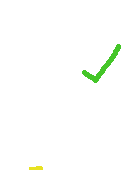 checkmark and person kneeling on one knee